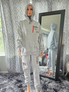 NASA Heather Grey Graphic Hoodie & Jogger Tracksuit Set – Size M